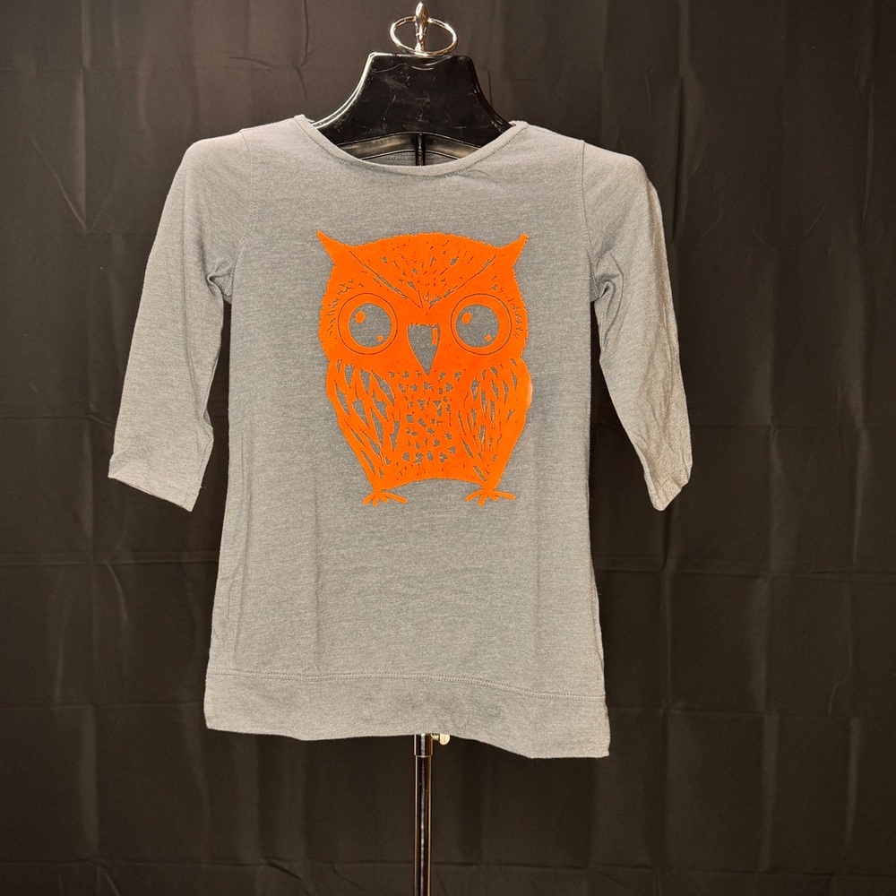 Old Navy Gray Kids M Shirt with Orange Owl Design